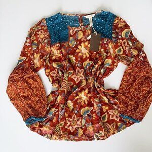 NWT Matilda Jane Woman Fall Garden Mums Blouse, Small